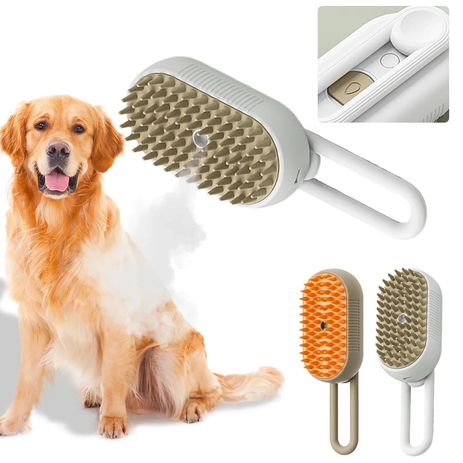 FDIDY 3 in 1 Cat Steam Brush for Shedding Portable Anti-Static Grooming Comb for Cats &amp; Dogs Steam Misting Water Brush Self-Cleaning Pet Hair Remover Indoor Cat Spray Brushes for Cats &amp; Dogs