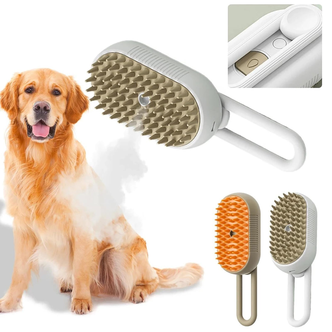 FDIDY 3 in 1 Cat Steam Brush for Shedding Portable Anti-Static Grooming Comb for Cats &amp; Dogs Steam Misting Water Brush Self-Cleaning Pet Hair Remover Indoor Cat Spray Brushes for Cats &amp; Dogs